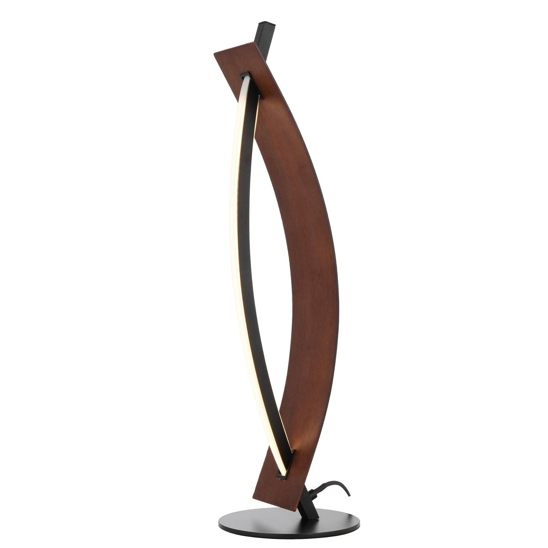 Norse Walnut and Black Contemporary LED  Table Lamp