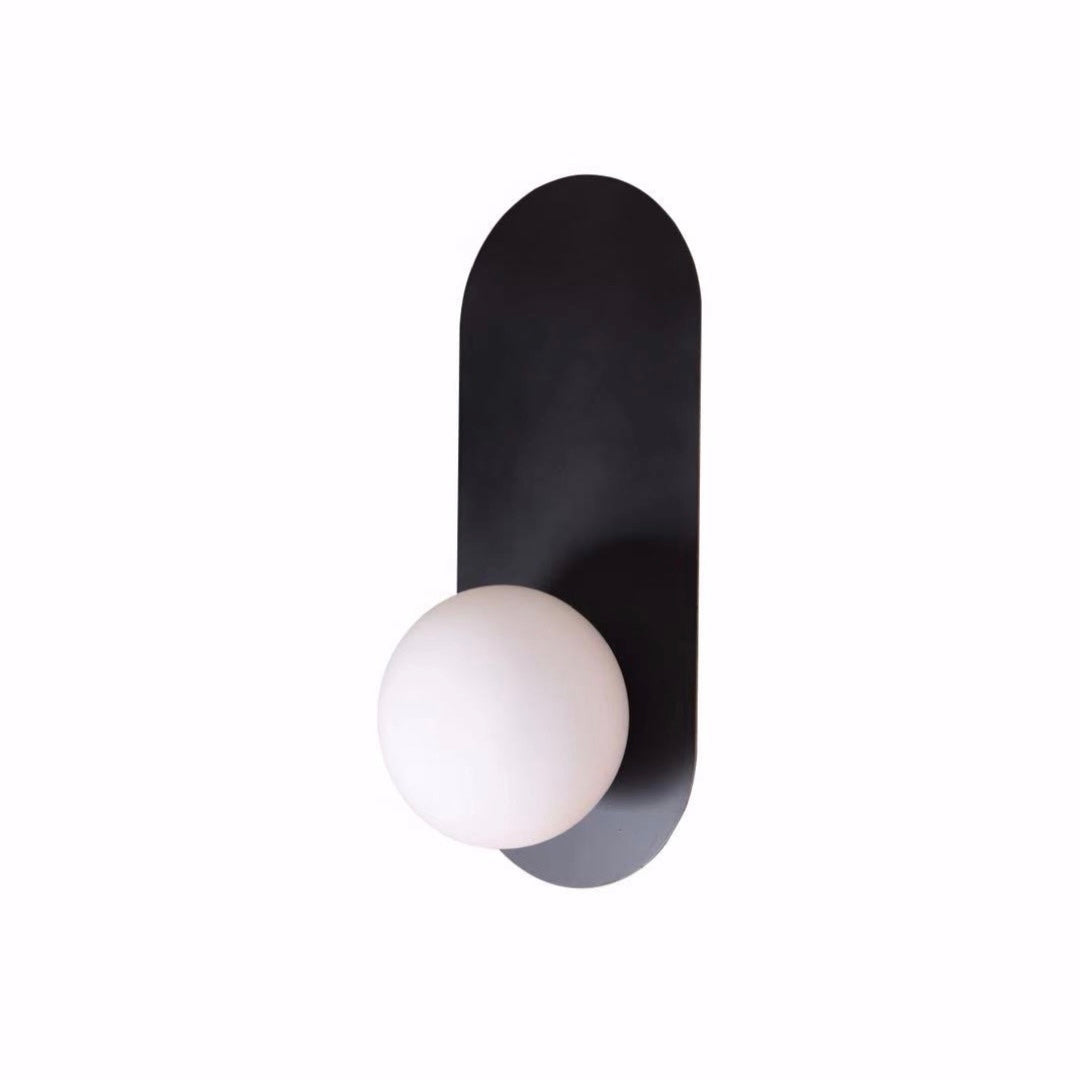 Orb Oval Black and Opal Glass Modern Retro Wall Light