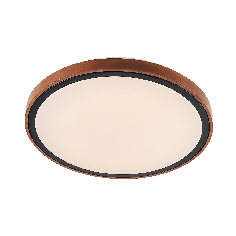 Orlin 42cm 24w Timber and Black Tri-Colour LED Oyster Close to Ceiling