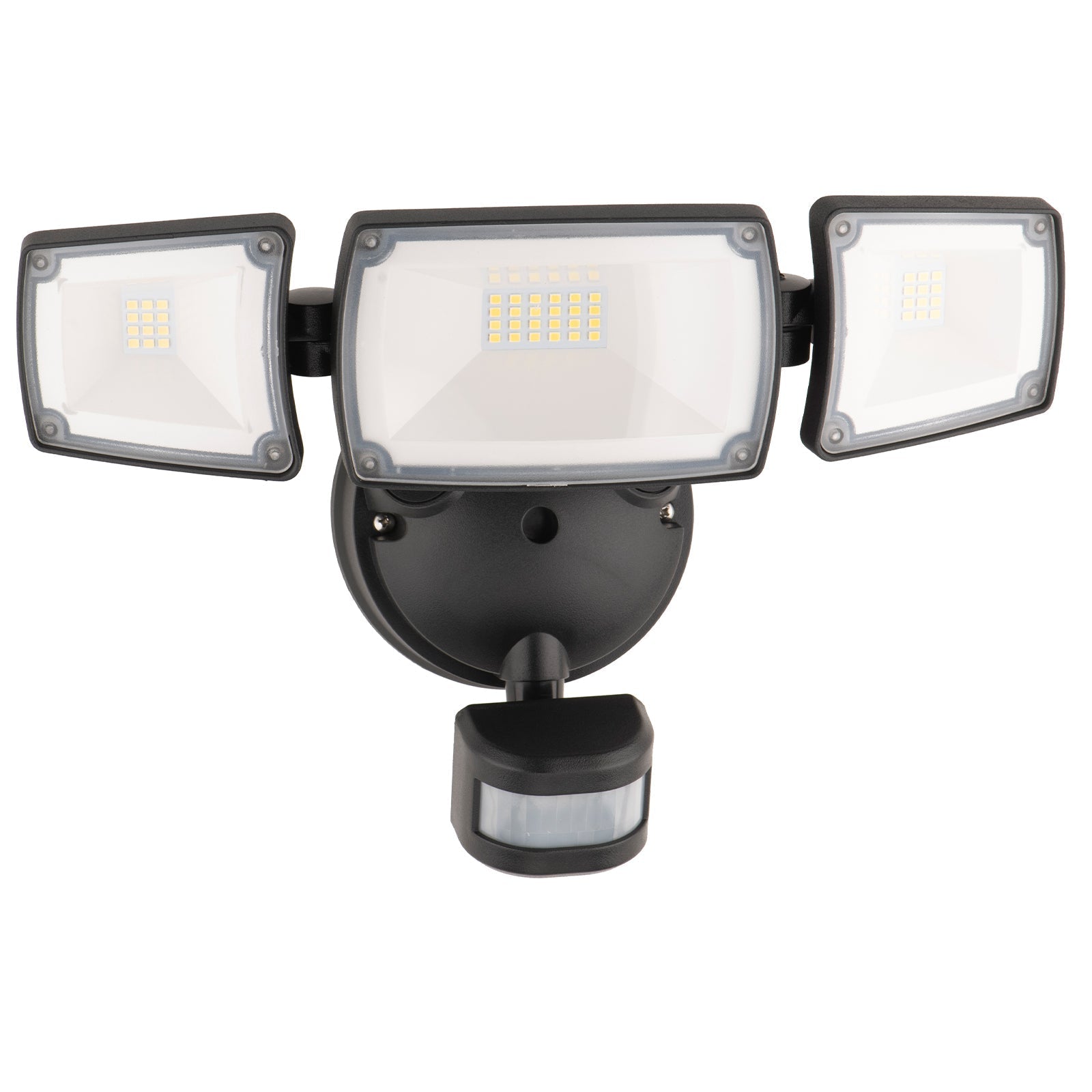 Onyx Black Sensor 3 Light Cool White LED Adjustable Flood Light