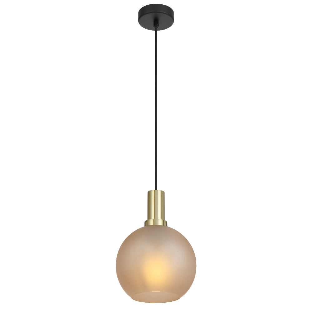 Patino 20cm Gold and Black with Amber Glass Modern Pendant