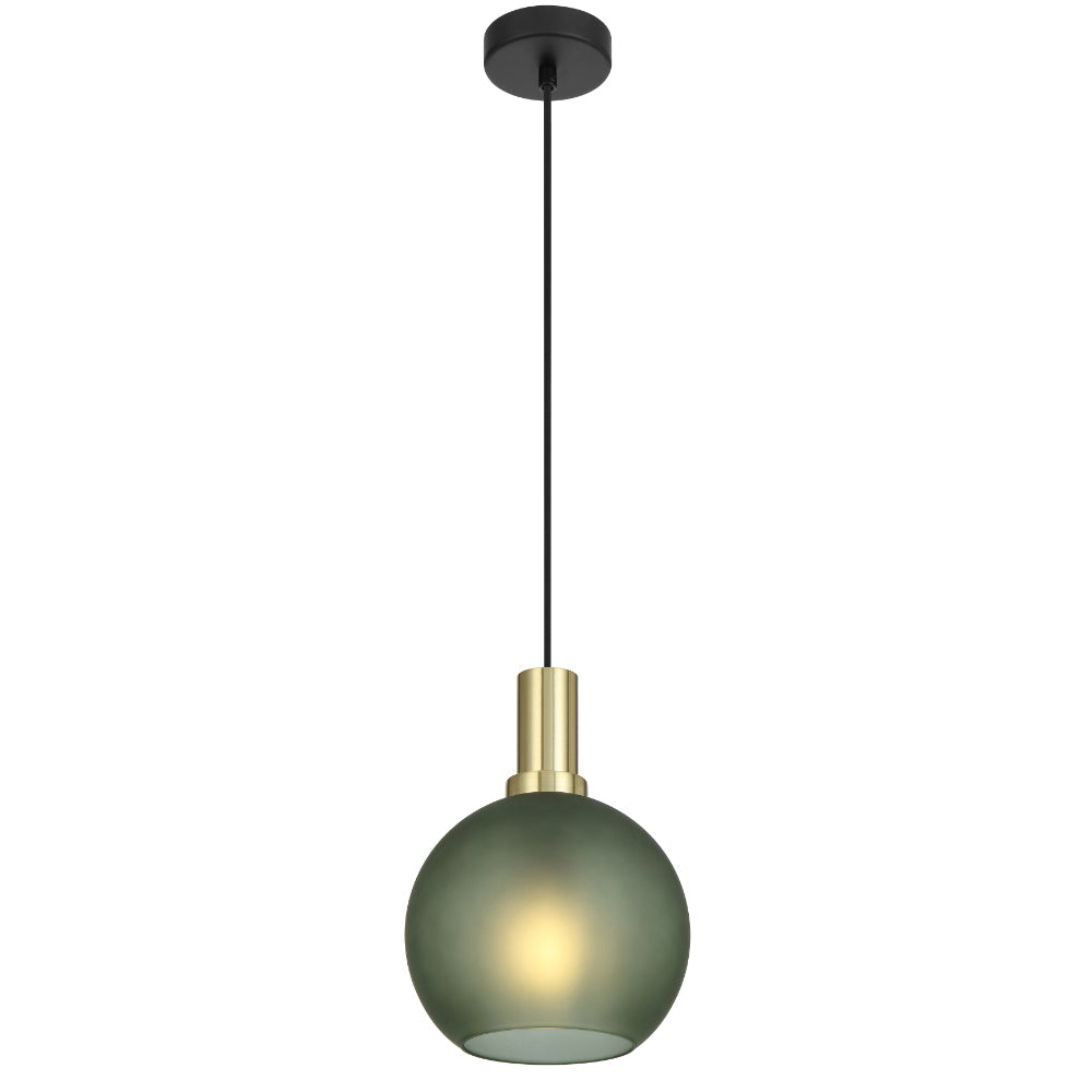 Patino 20cm Gold and Black with Green Glass Modern Pendant