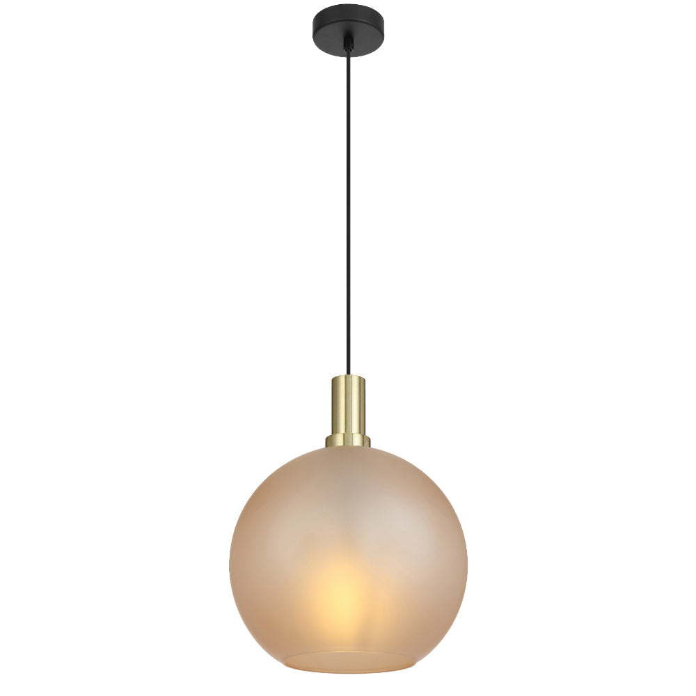 Patino 30cm Gold and Black with Amber Glass Modern Pendant