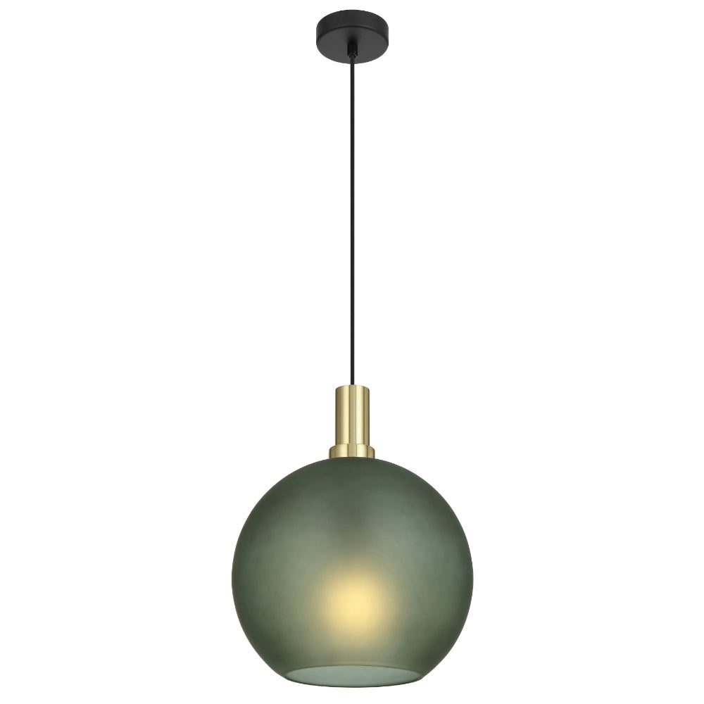 Patino 30cm Gold and Black with Green Glass Modern Pendant