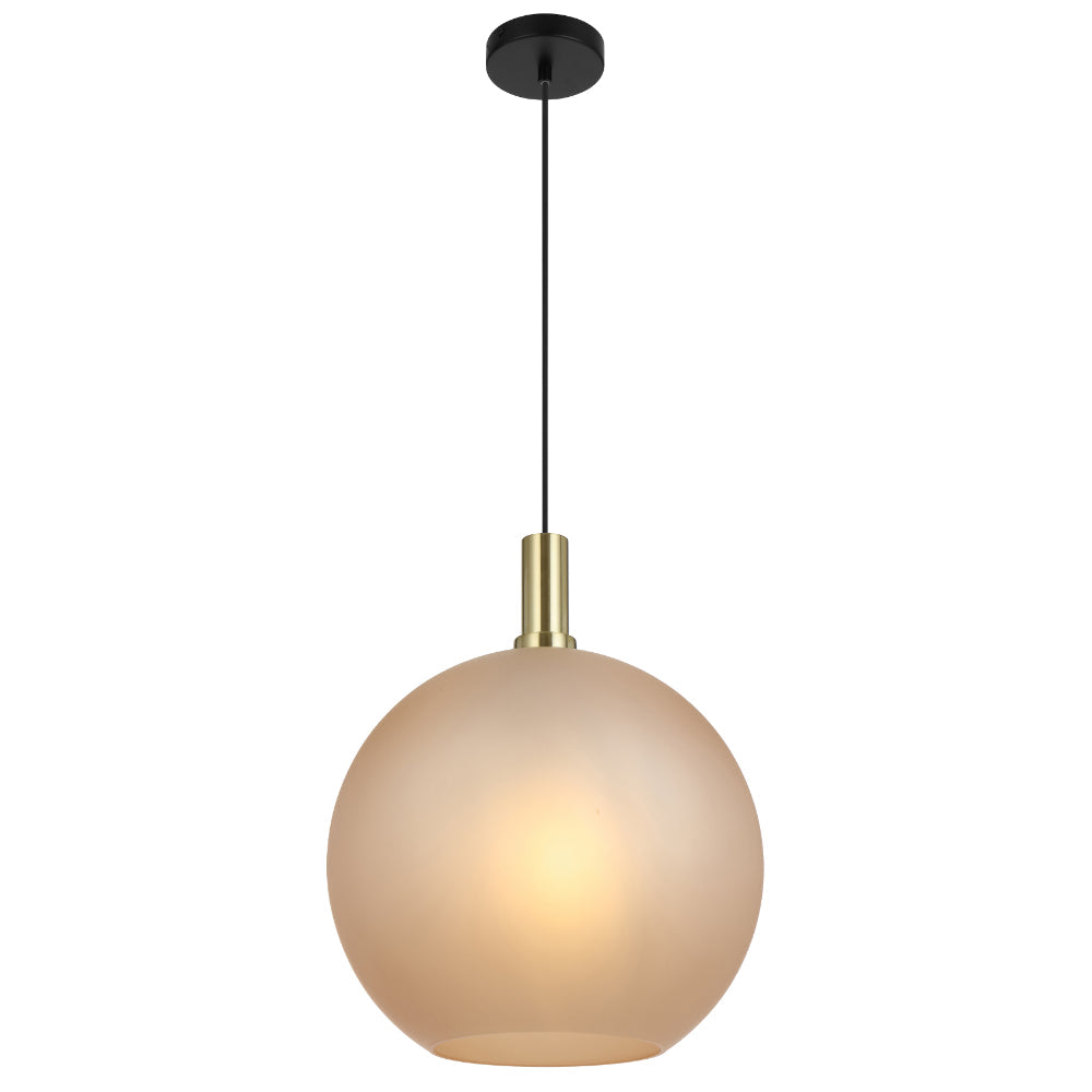 Patino 40cm Gold and Black with Amber Glass Modern Pendant