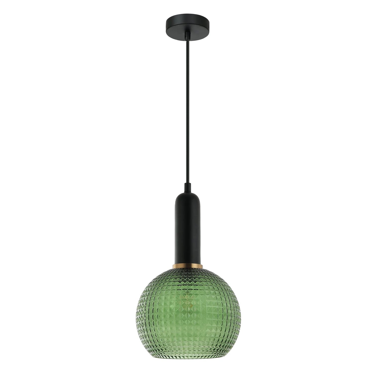 Pelota 2 Black and Green with Brass Modern Round Pendant