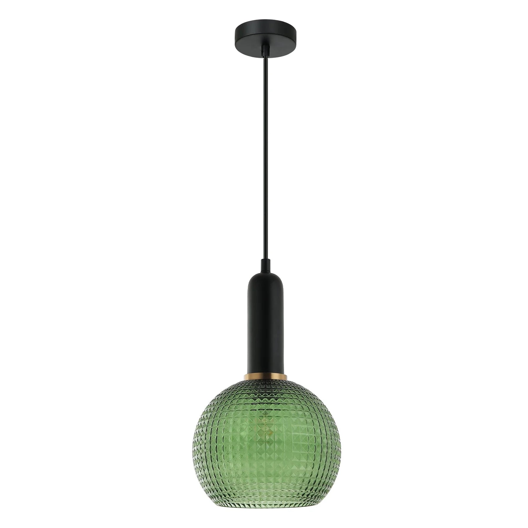 Pelota 2 Black and Green with Brass Modern Round Pendant