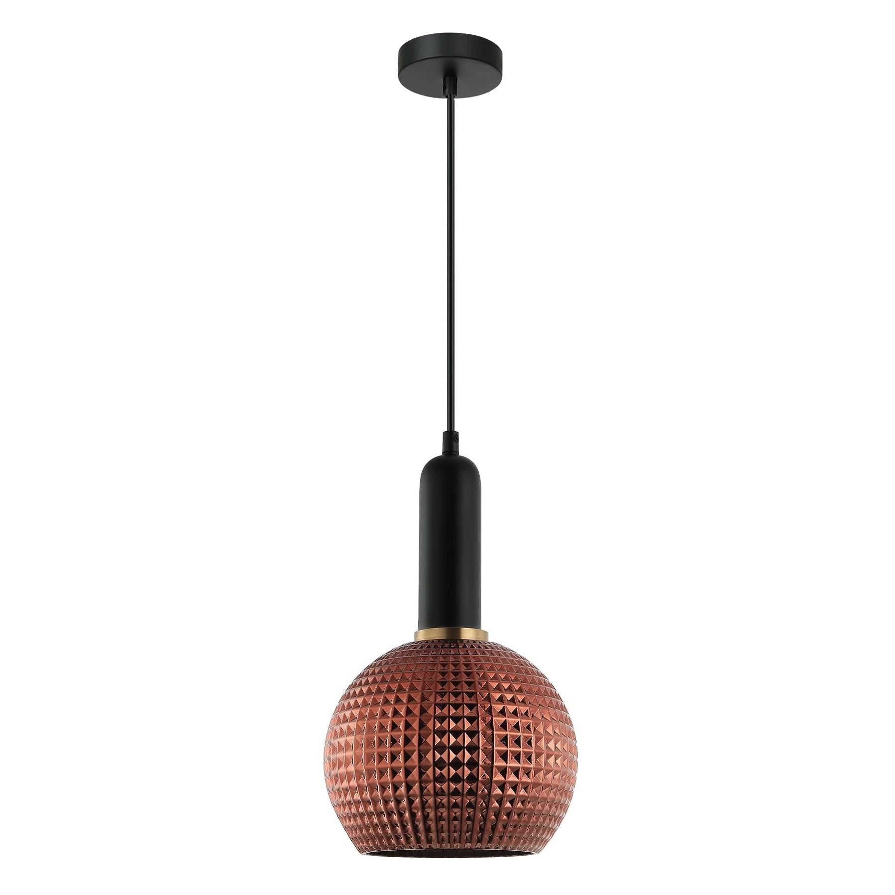 Pelota 4 Black and Copper Painted with Brass Modern Round Pendant