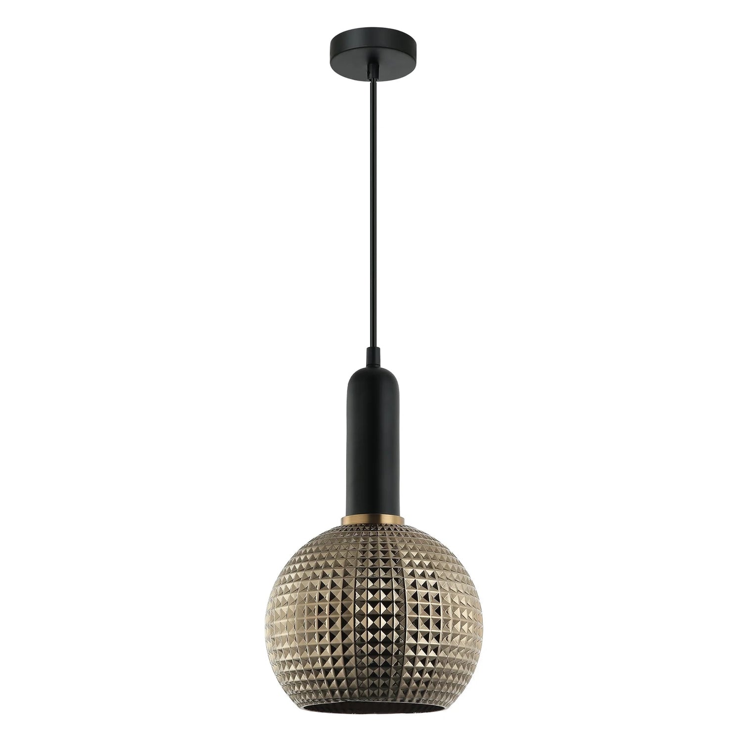 Pelota 5 Black and Chrome Glass with Brass Modern Round Pendant