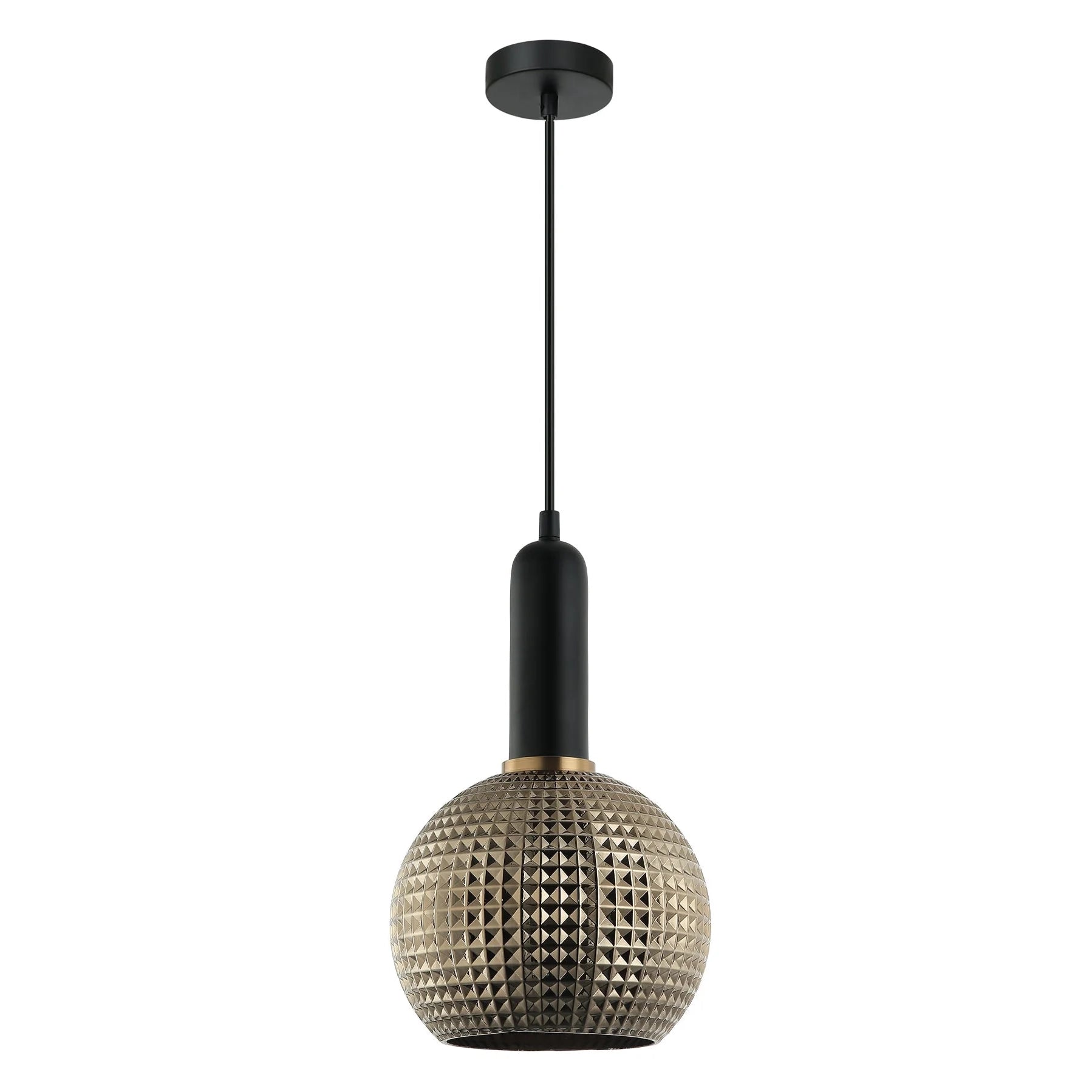 Pelota 5 Black and Chrome Glass with Brass Modern Round Pendant