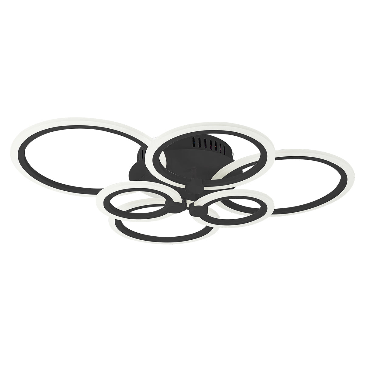 Mykonos Black 6 Ring LED Tri-Colour Remote Control Close to Ceiling