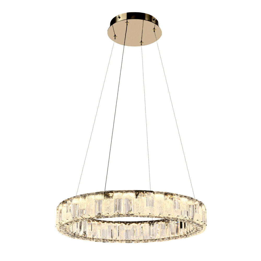 Rias 1 Tier Gold Tri-Colour with Remote Crystal Modern Pendant