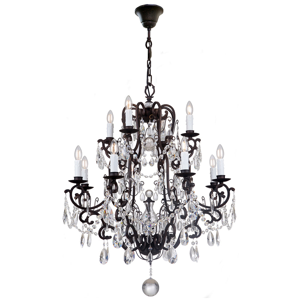 Salzburg 12 Light Bronze Crystal Traditional Pendant