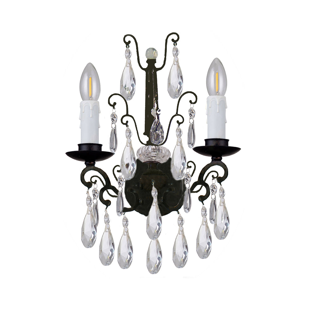 Salzburg 2 Light Bronze Crystal Traditional Wall Light