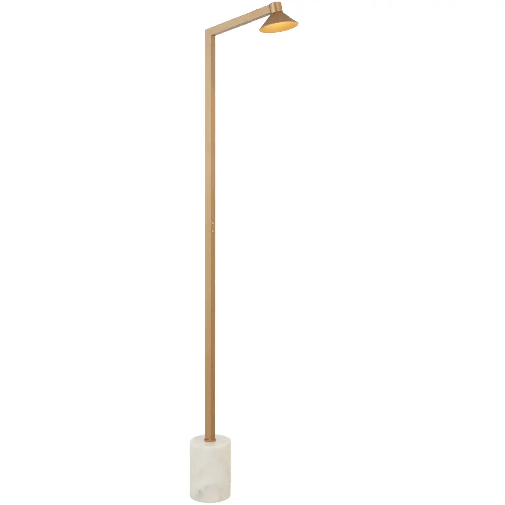 Satrom Antique Brass White Marble LED Floor Lamp