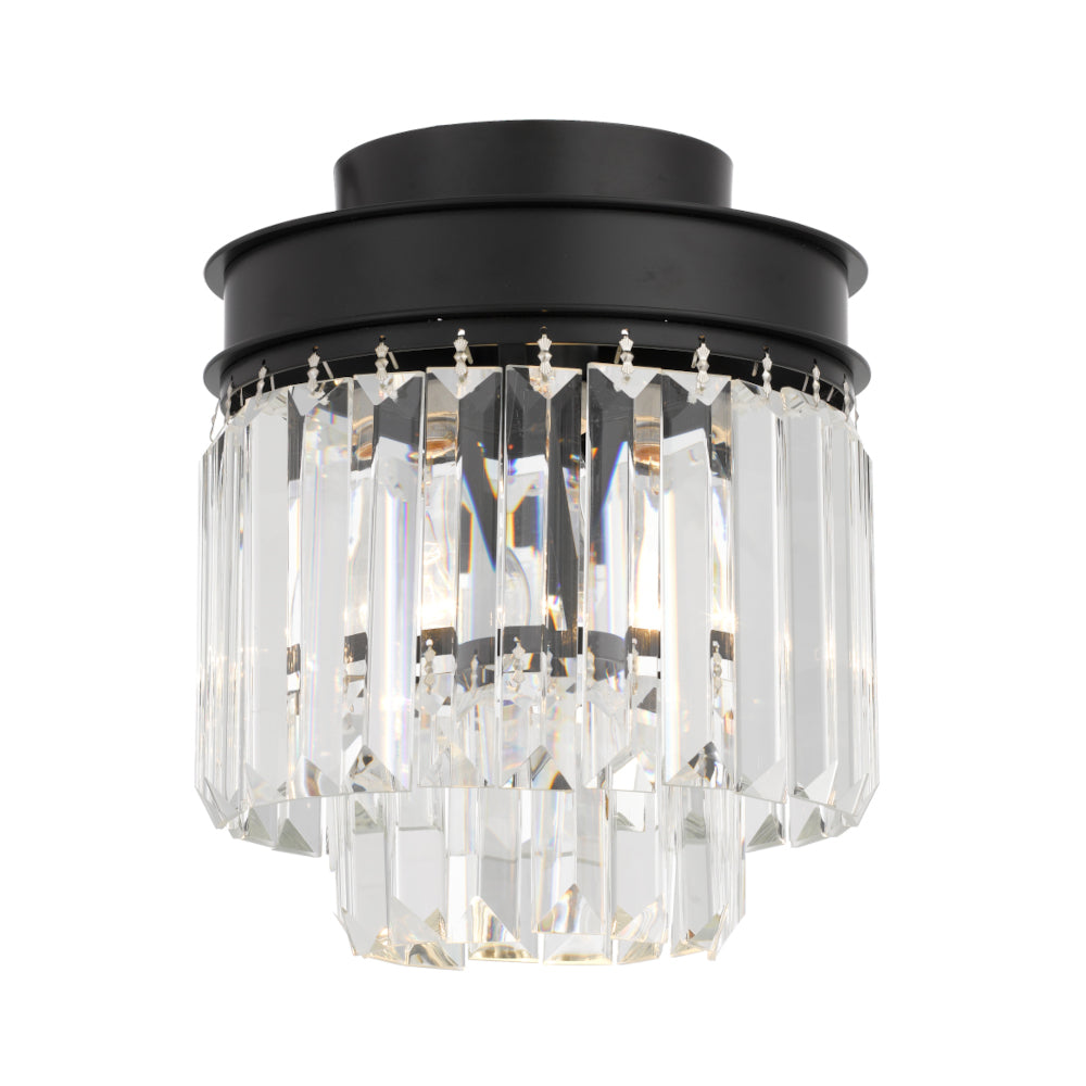 Serene Batten Fix Antique Black and Clear Crystal Prism Chandelier DIY