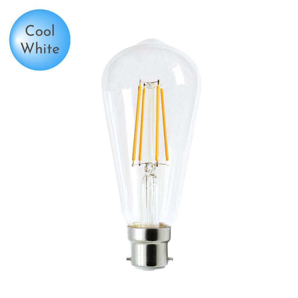 ST64 LED B22 Clear Glass Daylight Globe