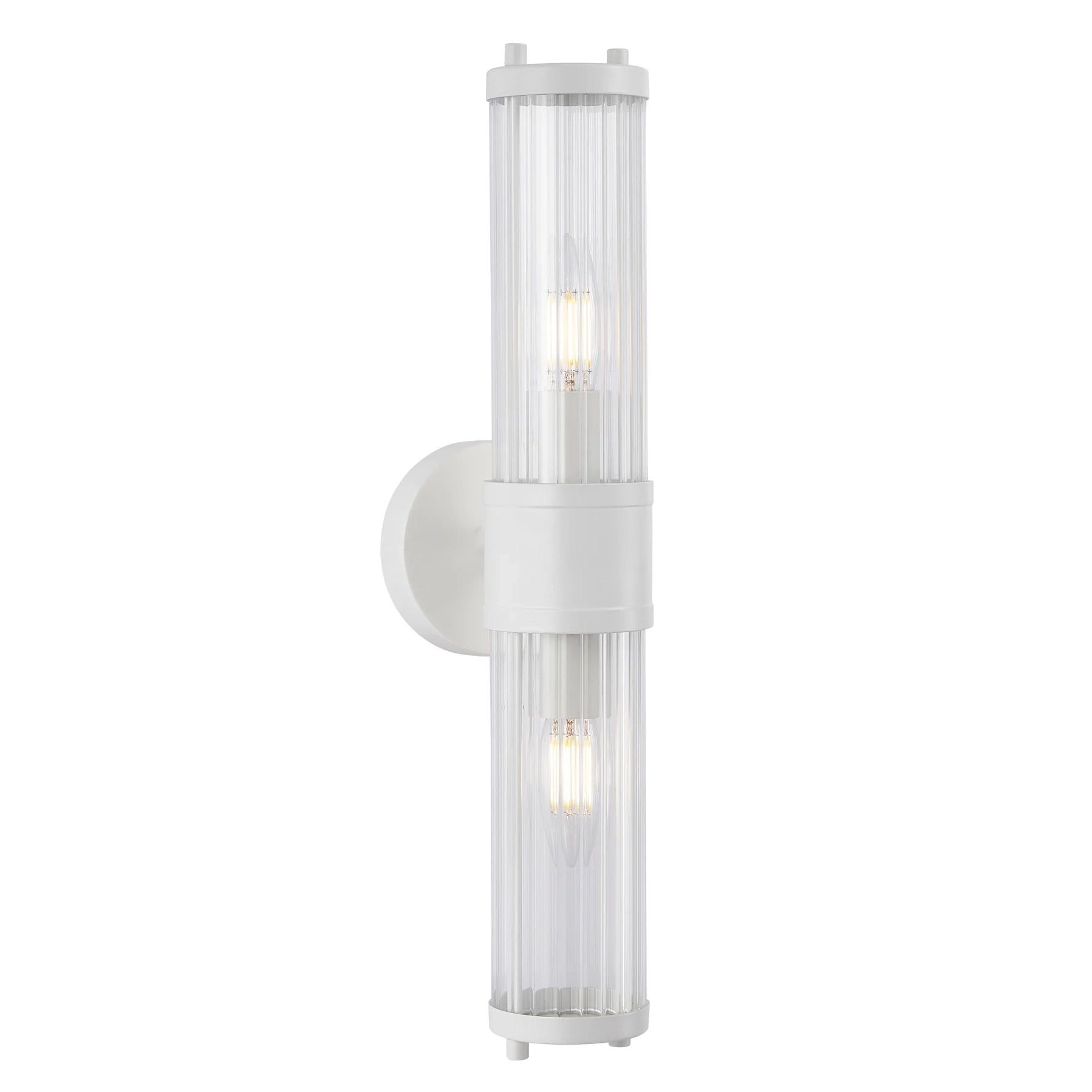 Tiempo 5 White and Fluted Glass 2 Light Traditional Wall Light