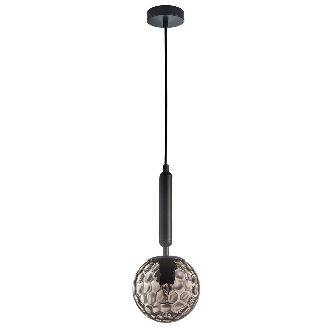 Trattino 1-Light Black and Smoke Spherical Dimple Glass Pendant