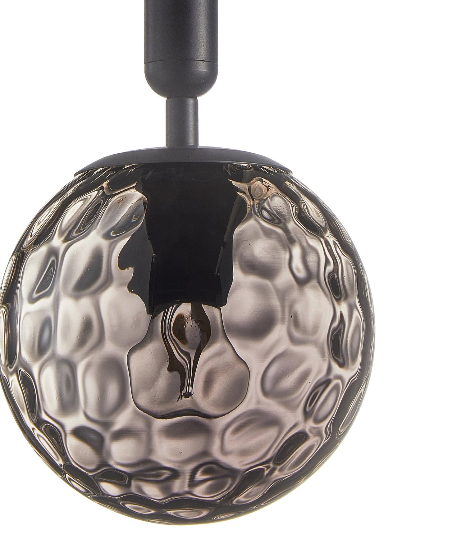 Trattino 3-Light Bar Black and Smoke Spherical Dimple Glass Pendant