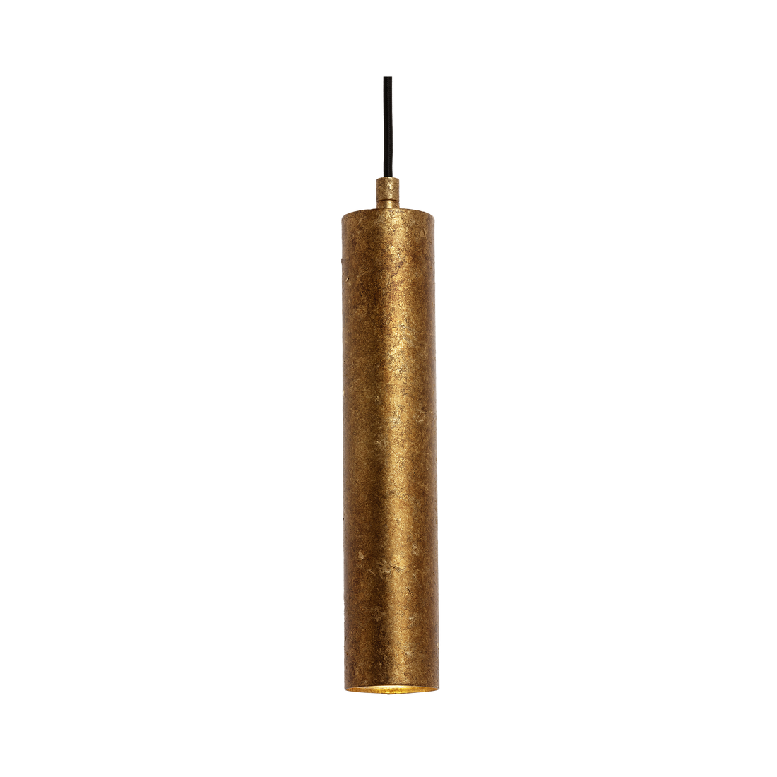 Toress Small Gold Leaf Finish Single Cylindrical Pendant