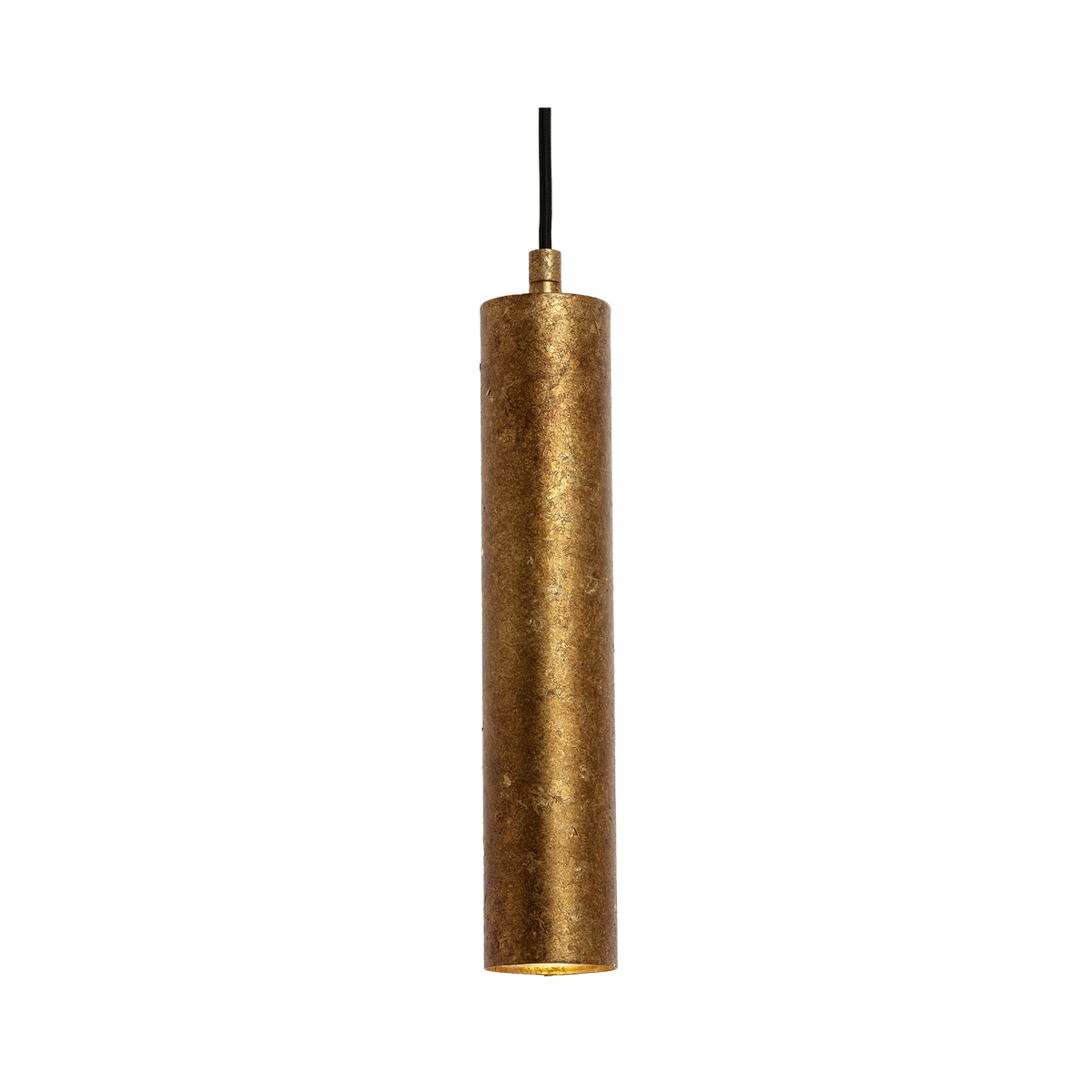Toress Small Gold Leaf Finish Single Cylindrical Pendant