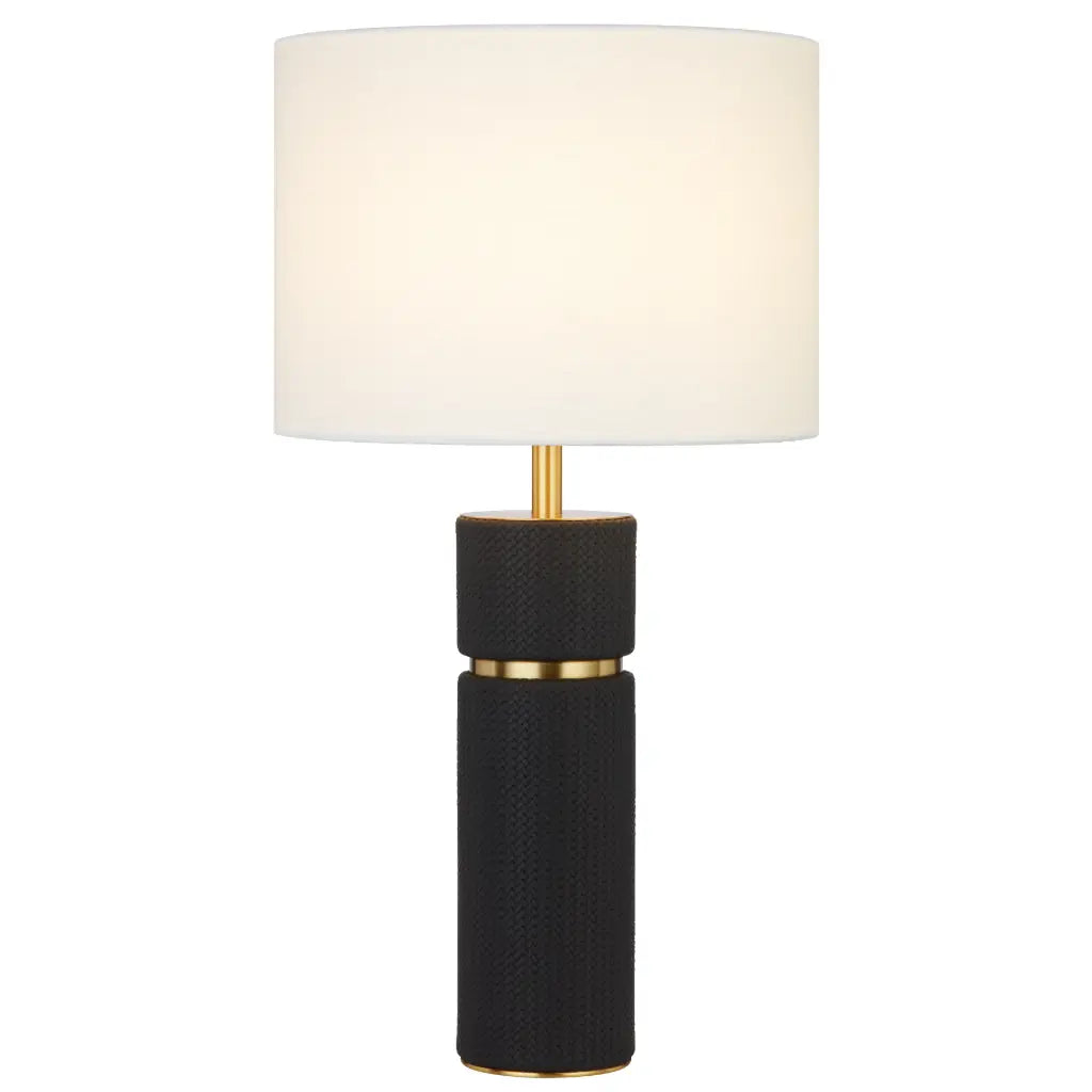 Valda Black Vegan Leather Table Lamp