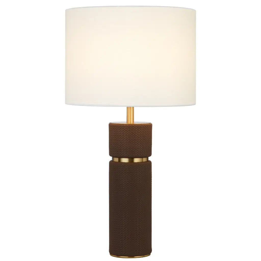 Valda Brown Vegan Leather Table Lamp