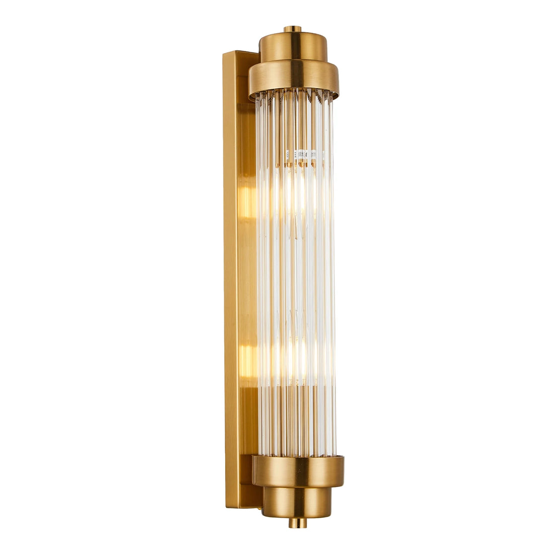 Varillas 1 Antique Brass with Clear Glass Rods 2 Light Traditional Wall Light