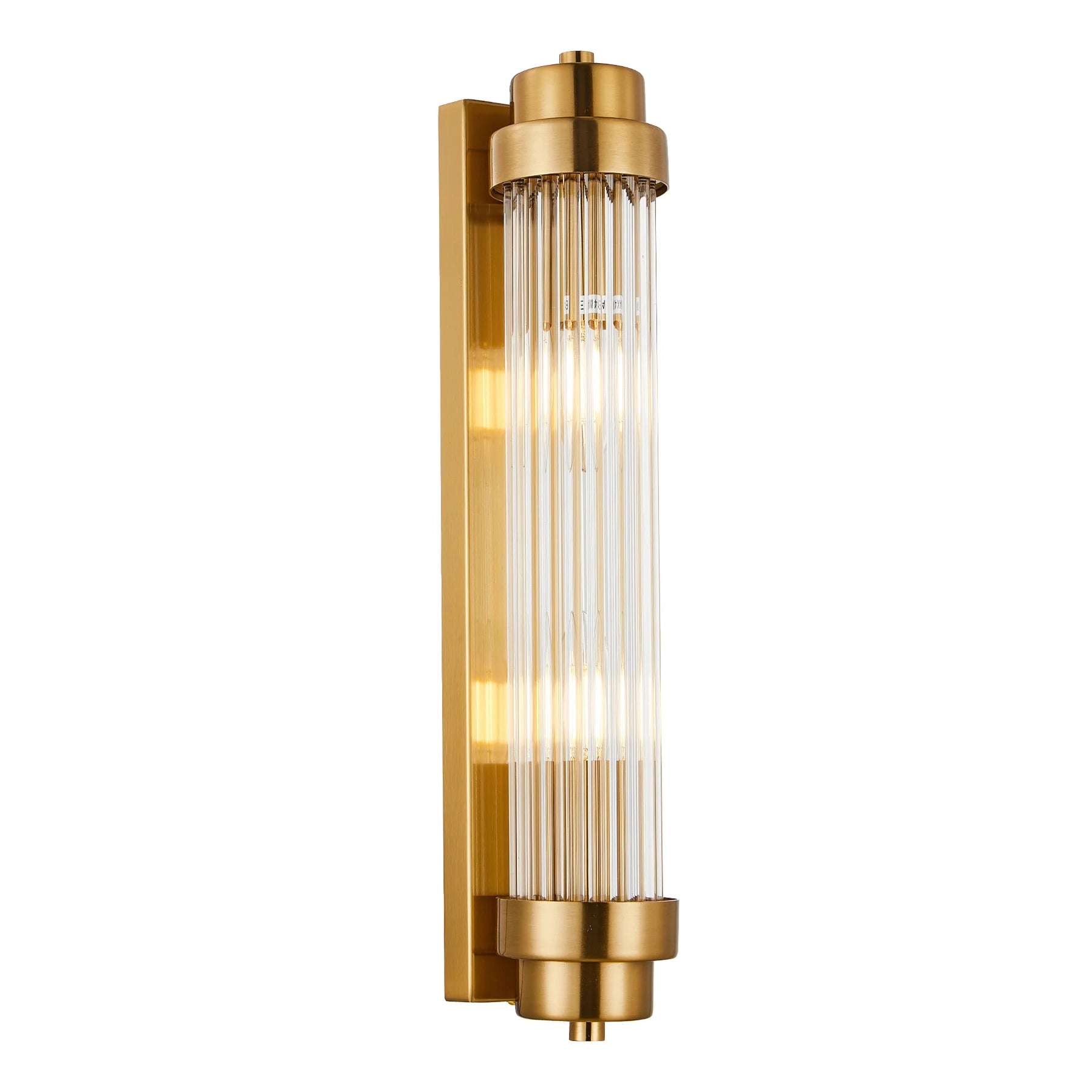 Varillas 1 Antique Brass with Clear Glass Rods 2 Light Traditional Wall Light
