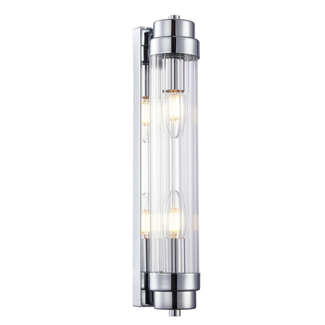 Varillas 2 Chrome with Clear Glass Rods 2 Light Traditional Wall Light