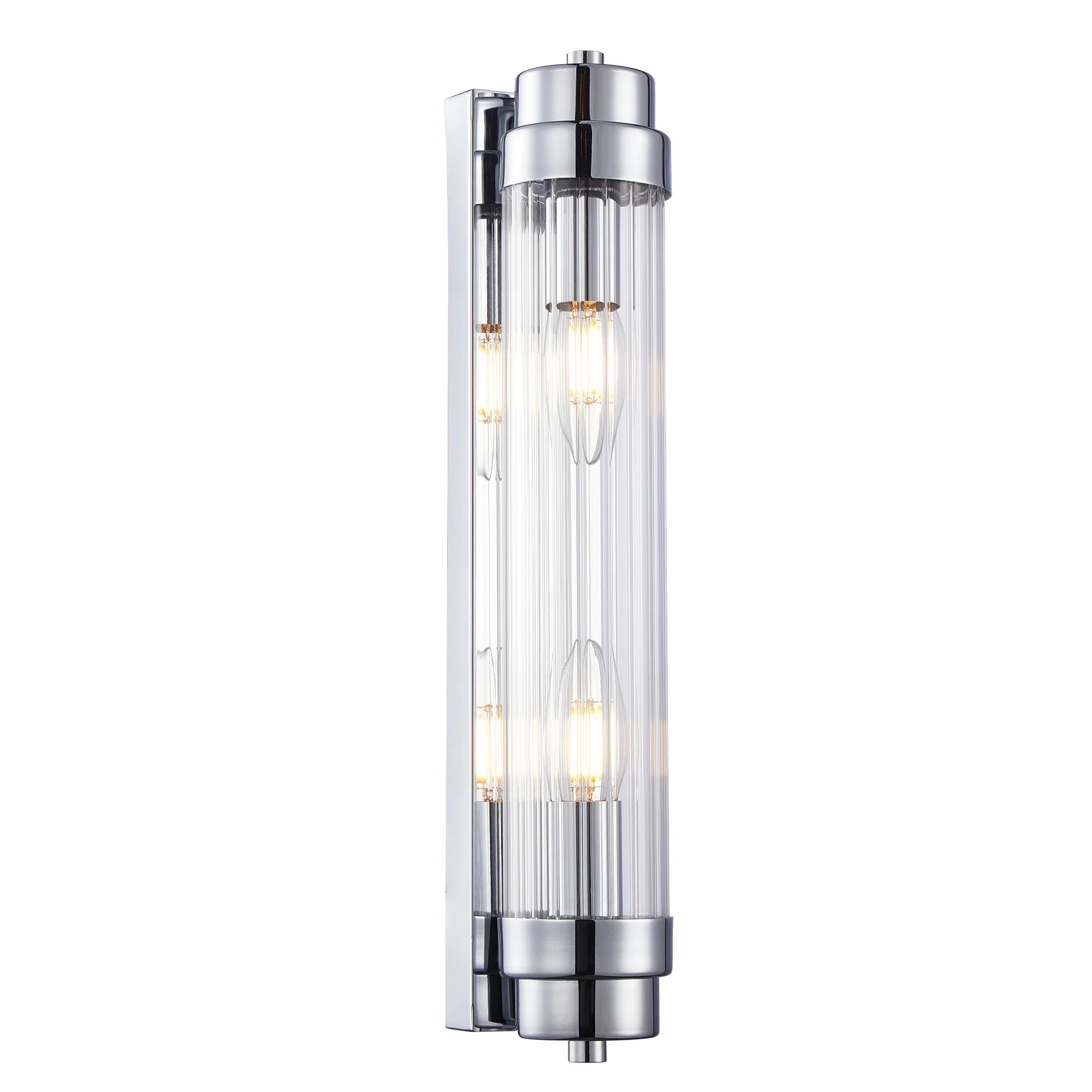 Varillas 2 Chrome with Clear Glass Rods 2 Light Traditional Wall Light