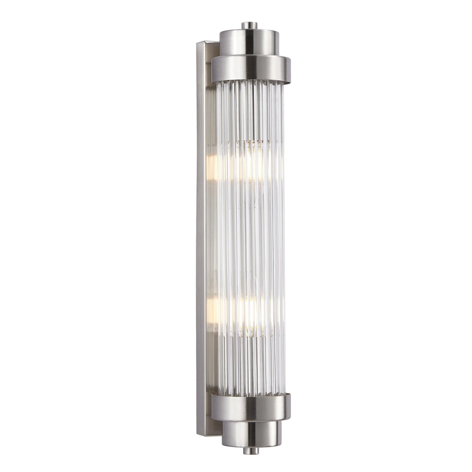 Varillas 3 Satin Chrome with Clear Glass Rods 2 Light Traditional Wall Light