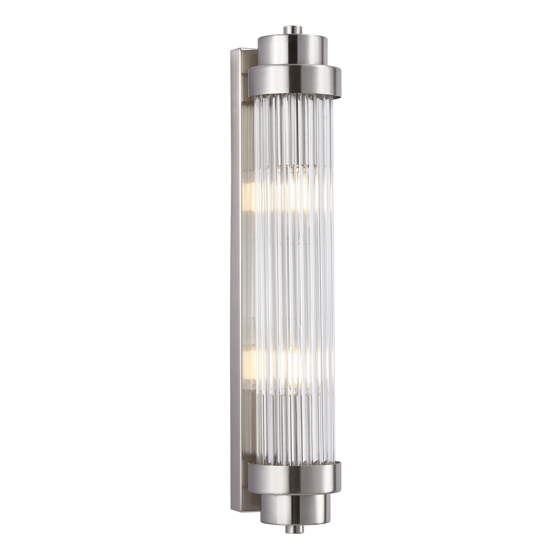 Varillas 3 Satin Chrome with Clear Glass Rods 2 Light Traditional Wall Light