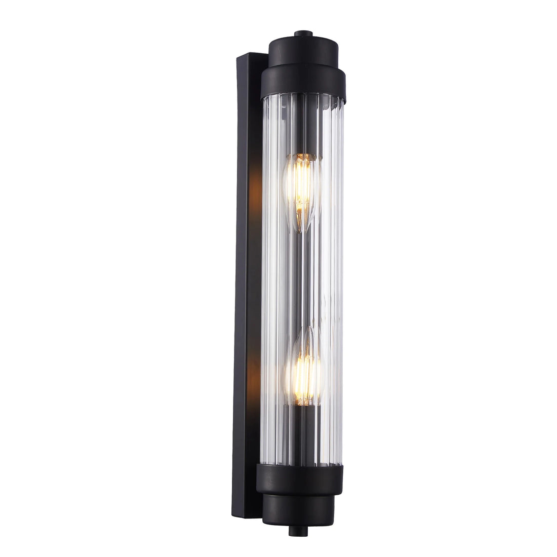 Varillas 4 Black with Clear Glass Rods 2 Light Traditional Wall Light