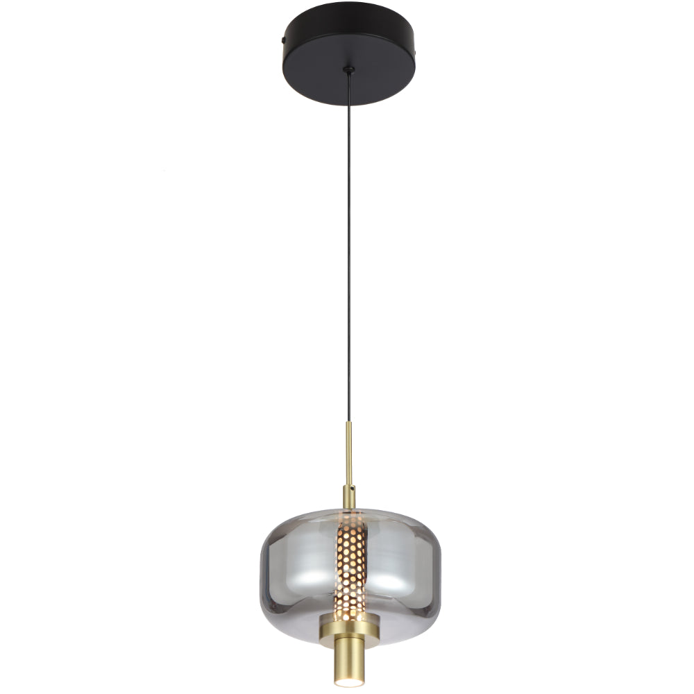 Volen 1 Light Black with Smoke Contemporary Pendant