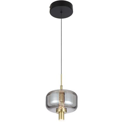 Volen 1 Light Black with Smoke Contemporary Pendant