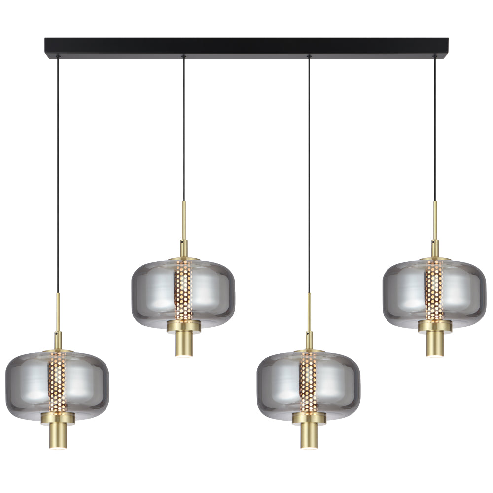 Volen 4 Light Bar Black with Smoke Contemporary Pendant