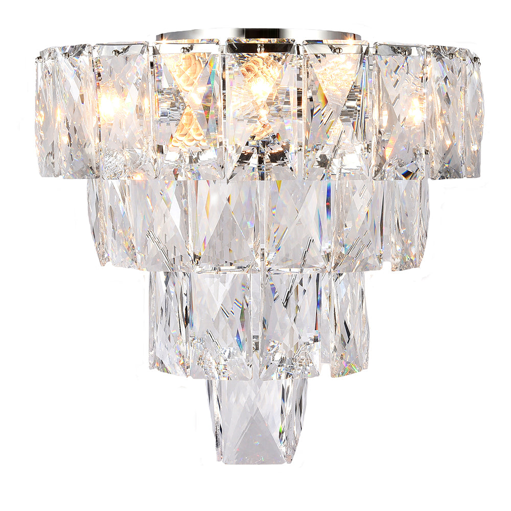 Waterfall 5 Light 4 Tier Chrome Crystal Flush Close to Ceiling