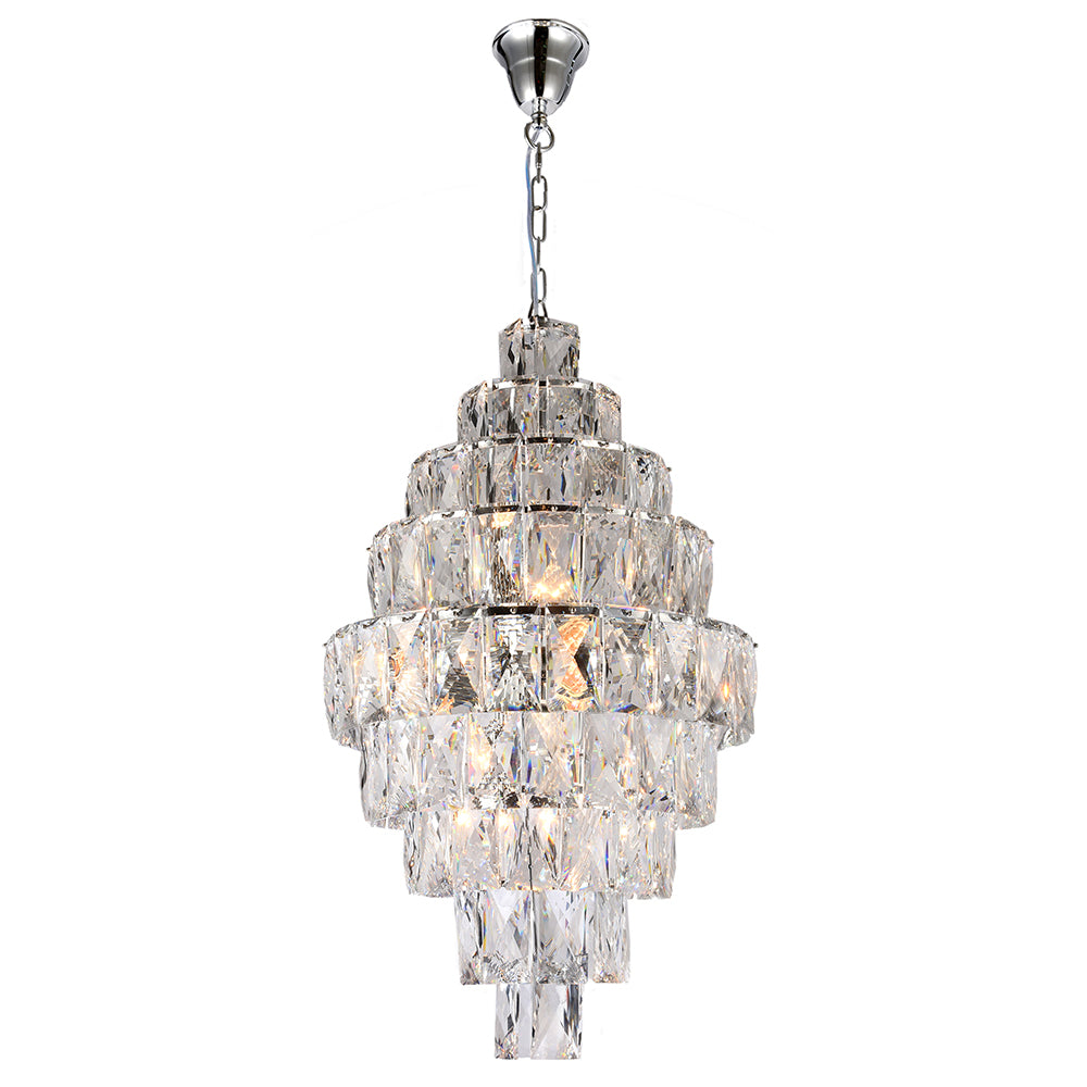 Waterfall 12 Light 9 Tier Chrome Crystal Pendant