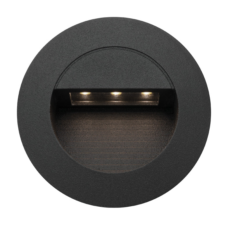 Rye Black Round Outdoor Warm White LED Step Light