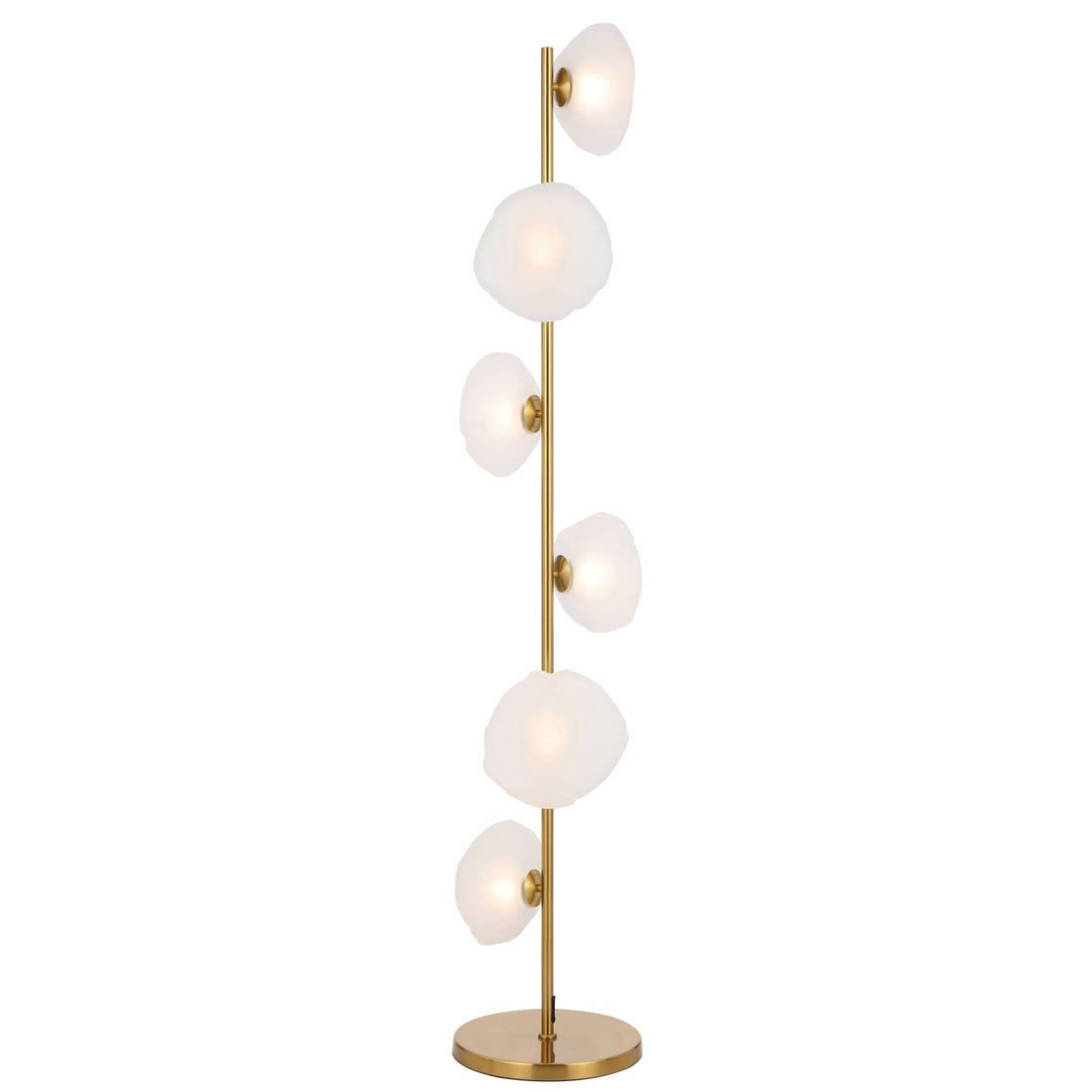 Zecca 6 Light Antique Gold with Frost Textured Glass Contemporary Floor Lamp