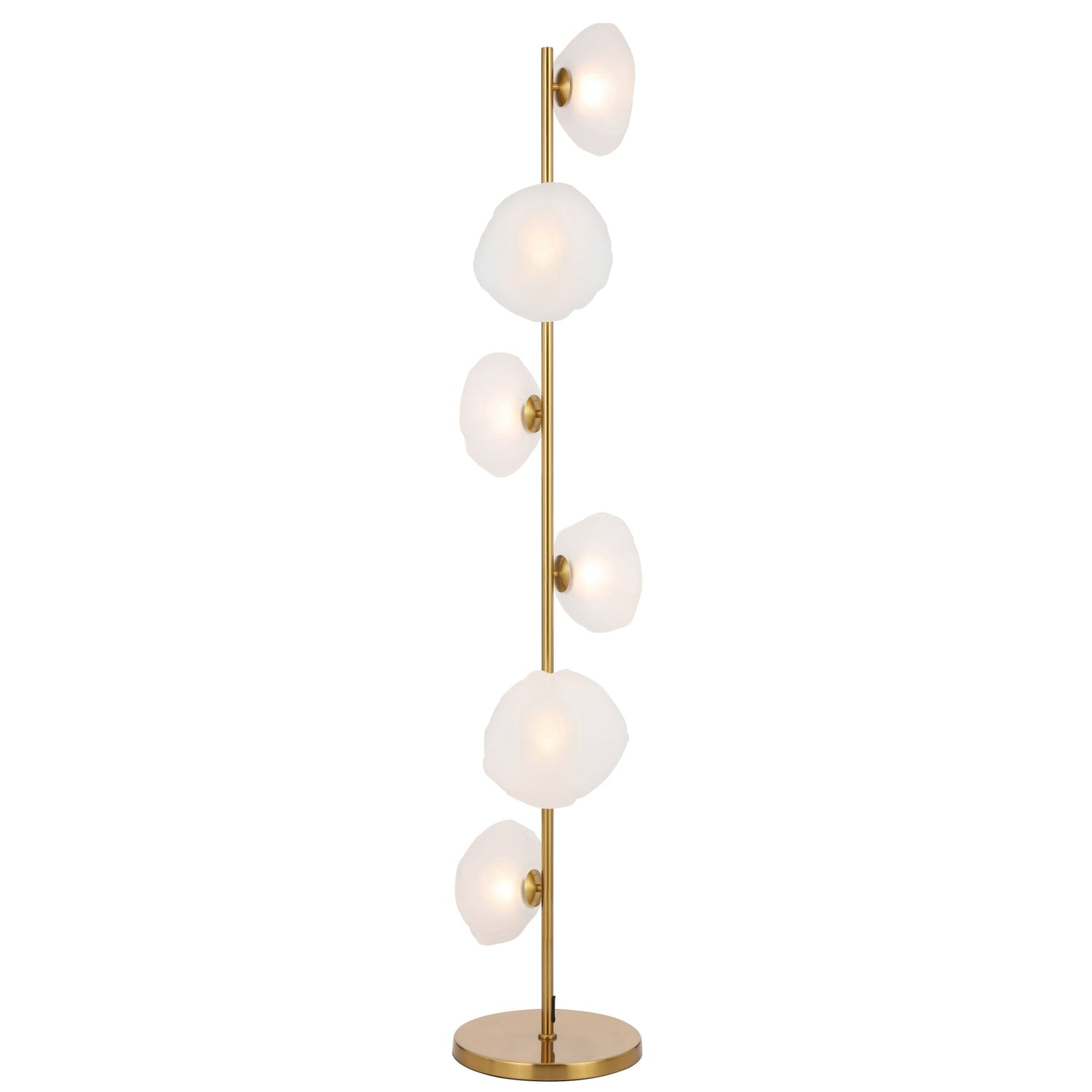 Zecca 6 Light Antique Gold with Frost Textured Glass Contemporary Floor Lamp