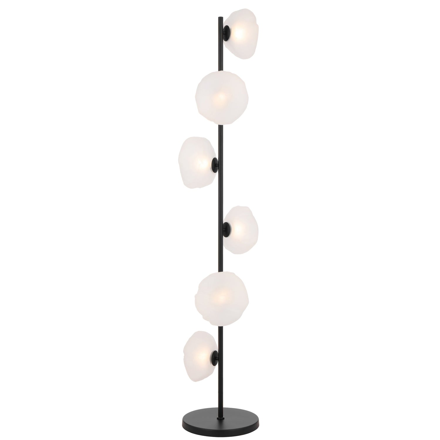 Zecca 6 Light Black with Frost Textured Glass Contemporary Floor Lamp