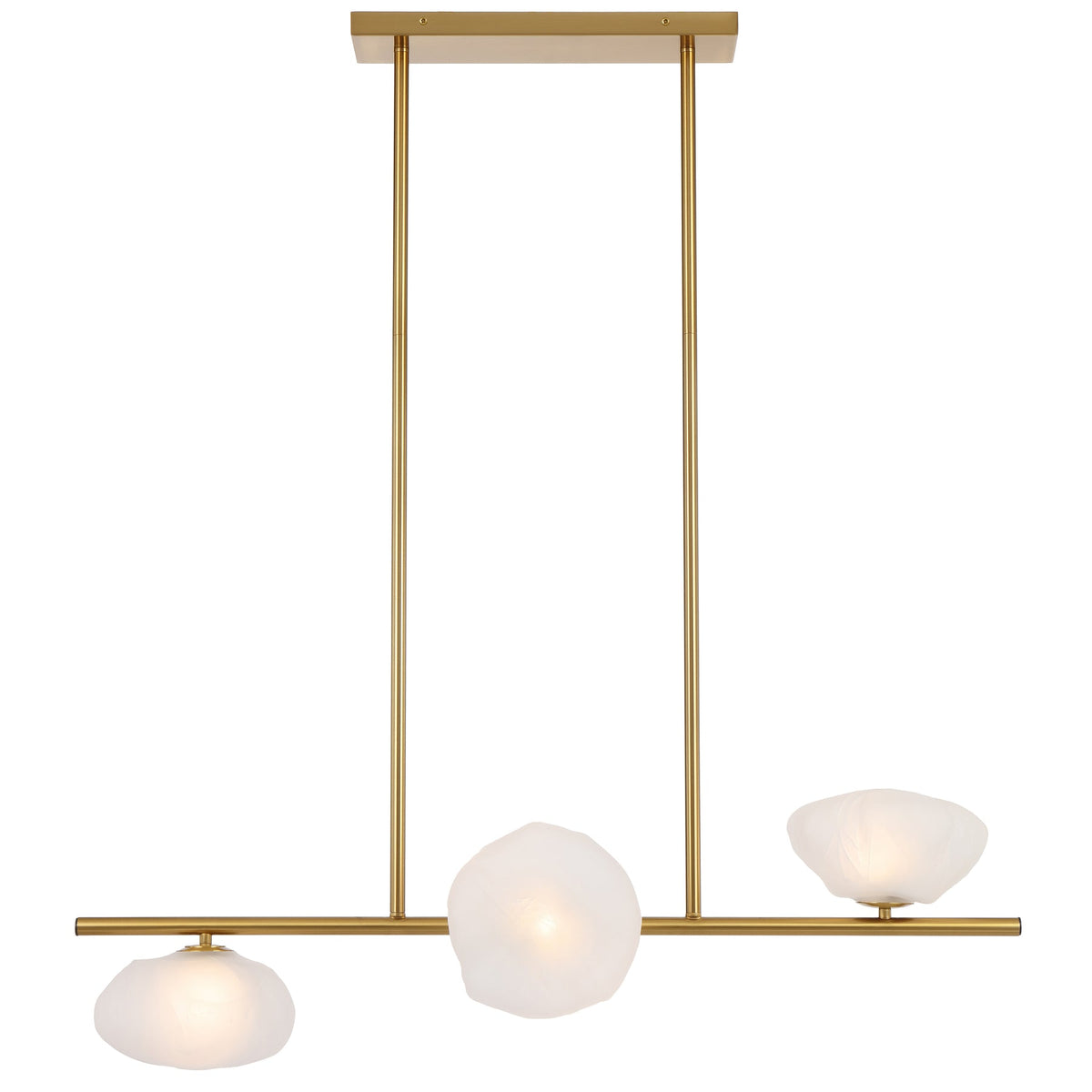 Zecca 3 Light Horizontal Antique Gold with Frost Textured Glass Contemporary Linear Pendant