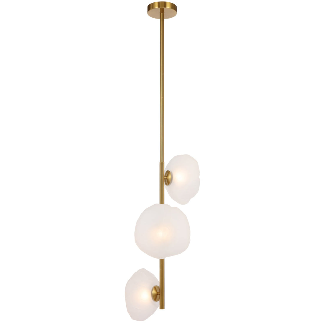 Zecca 3 Light Vertical Antique Gold with Frost Textured Glass Contemporary Pendant