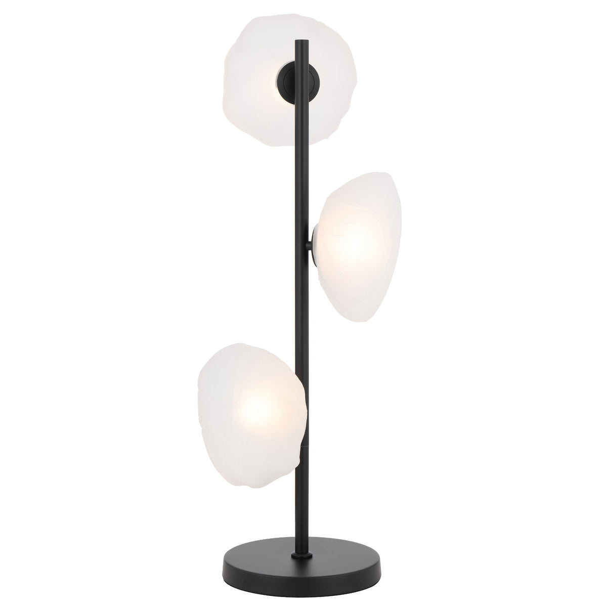 Zecca 3 Light Black with Frost Textured Glass Contemporary Table Lamp