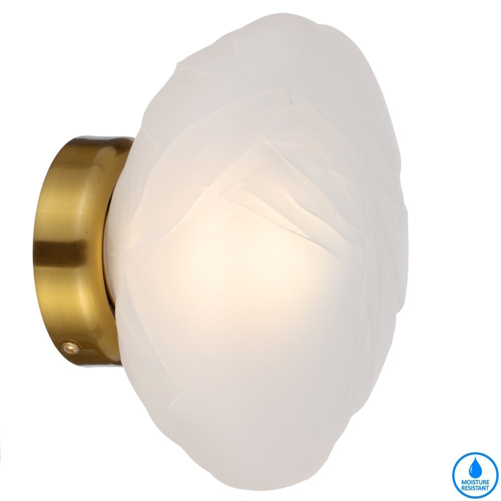 Zecca Antique Gold with Frost Textured Glass Contemporary Wall Light