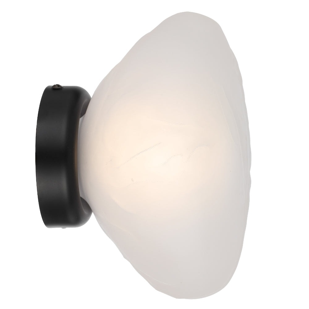 Zecca Black with Frost Textured Glass Contemporary Wall Light