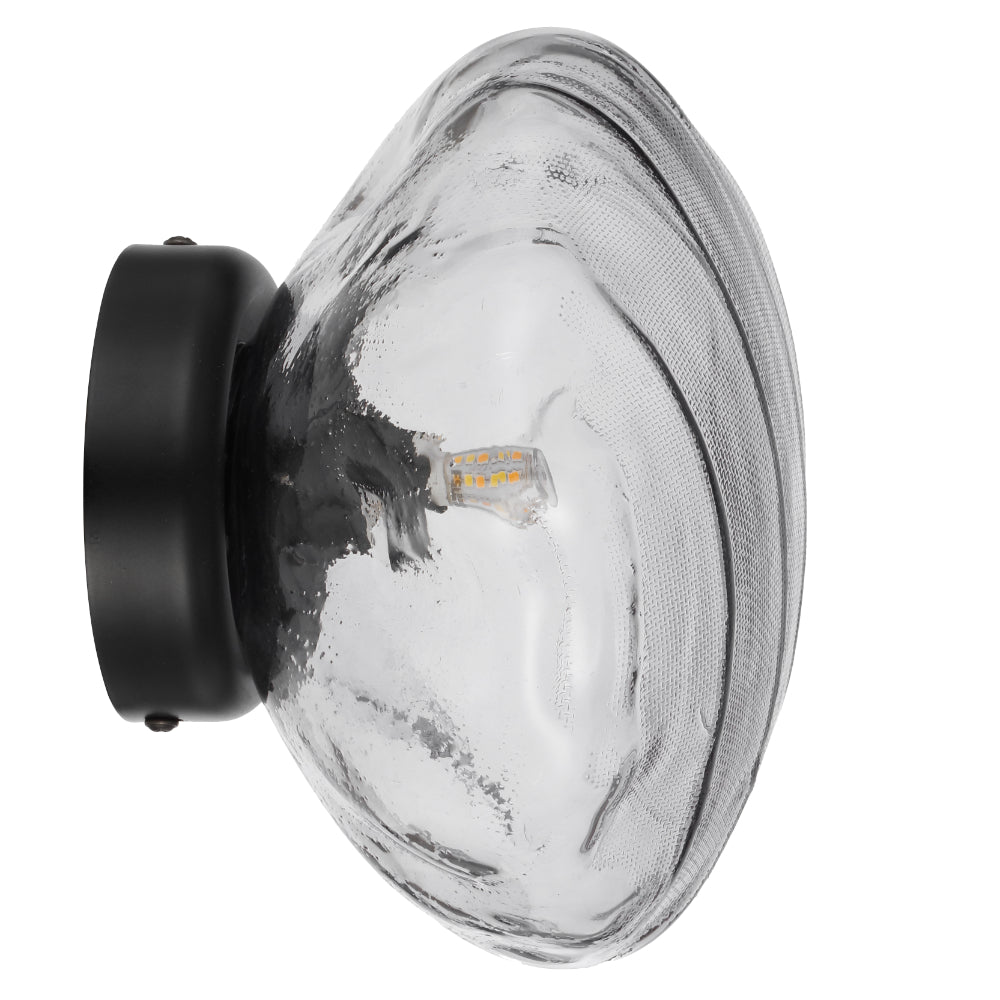 Zecca Black with Smoke Textured Glass Contemporary Wall Light